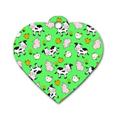 The Farm Pattern Dog Tag Heart (two Sides) by Valentinaart