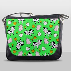 The Farm Pattern Messenger Bags by Valentinaart