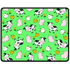 The Farm Pattern Double Sided Fleece Blanket (medium)  by Valentinaart