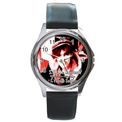 Valerie Solanas Round Metal Watch by Valentinaart