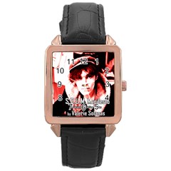 Valerie Solanas Rose Gold Leather Watch  by Valentinaart