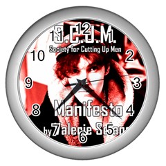 Valerie Solanas Wall Clocks (silver)  by Valentinaart