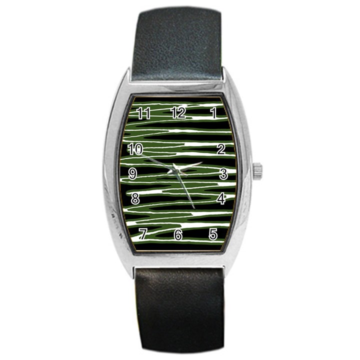 Sketched Wavy Stripes Pattern Barrel Style Metal Watch