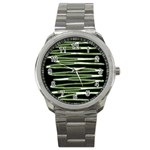 Sketched Wavy Stripes Pattern Sport Metal Watch Front