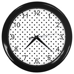 White Polka Dots Wall Clocks (black) by jumpercat