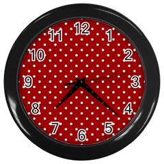 Red Polka Dots Wall Clocks (black) by jumpercat