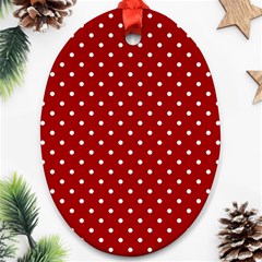 Red Polka Dots Oval Ornament (two Sides)