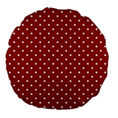 Red Polka Dots Large 18  Premium Round Cushions by jumpercat