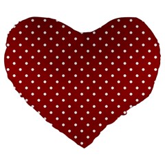 Red Polka Dots Large 19  Premium Heart Shape Cushions