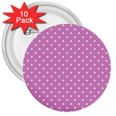 Pink Polka Dots 3  Buttons (10 Pack)  by jumpercat