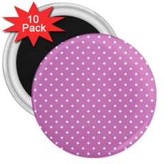 Pink Polka Dots 3  Magnets (10 Pack)  by jumpercat