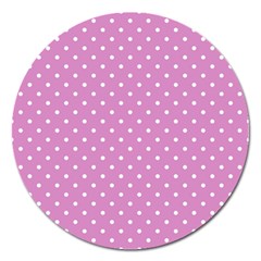 Pink Polka Dots Magnet 5  (round) by jumpercat