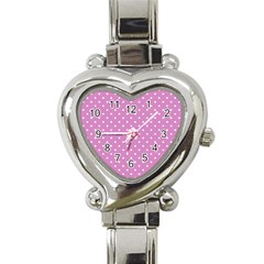 Pink Polka Dots Heart Italian Charm Watch by jumpercat