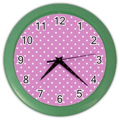 Pink Polka Dots Color Wall Clocks by jumpercat