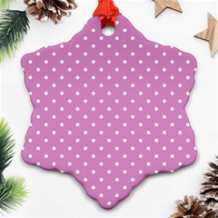 Pink Polka Dots Snowflake Ornament (two Sides) by jumpercat