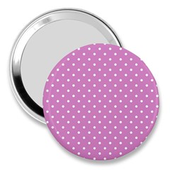 Pink Polka Dots 3  Handbag Mirrors by jumpercat