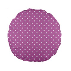 Pink Polka Dots Standard 15  Premium Round Cushions by jumpercat