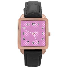 Pink Polka Dots Rose Gold Leather Watch  by jumpercat