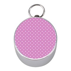 Pink Polka Dots Mini Silver Compasses by jumpercat