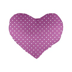 Pink Polka Dots Standard 16  Premium Flano Heart Shape Cushions by jumpercat