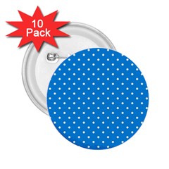 Blue Polka Dots 2 25  Buttons (10 Pack)  by jumpercat