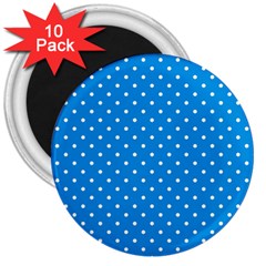 Blue Polka Dots 3  Magnets (10 Pack)  by jumpercat