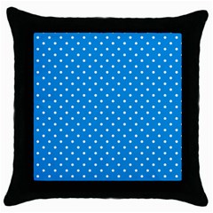 Blue Polka Dots Throw Pillow Case (black) by jumpercat