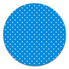 Blue Polka Dots Magnet 5  (round) by jumpercat