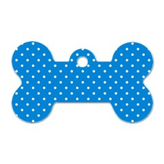 Blue Polka Dots Dog Tag Bone (two Sides) by jumpercat