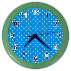 Blue Polka Dots Color Wall Clocks by jumpercat