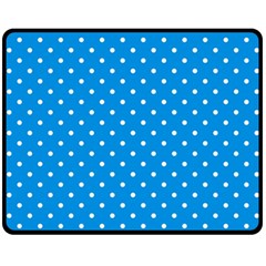 Blue Polka Dots Fleece Blanket (medium)  by jumpercat