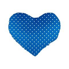 Blue Polka Dots Standard 16  Premium Flano Heart Shape Cushions by jumpercat