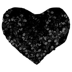 Dark Leaves Large 19  Premium Flano Heart Shape Cushions by jumpercat