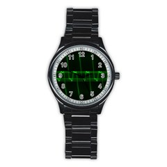 Background Signal Light Glow Green Stainless Steel Round Watch by Nexatart