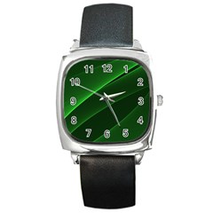 Background Light Glow Green Square Metal Watch by Nexatart