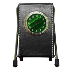 Background Light Glow Green Pen Holder Desk Clocks by Nexatart