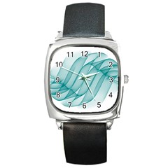 Background Light Glow Blue Square Metal Watch by Nexatart