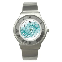 Background Light Glow Blue Stainless Steel Watch by Nexatart