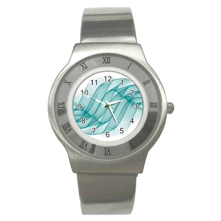 Background Light Glow Blue Stainless Steel Watch