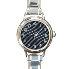 Metal Steel Stripped Creative Round Italian Charm Watch by Nexatart