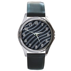 Metal Steel Stripped Creative Round Metal Watch by Nexatart