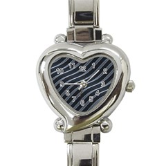 Metal Steel Stripped Creative Heart Italian Charm Watch by Nexatart