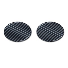 Metal Steel Stripped Creative Cufflinks (oval) by Nexatart