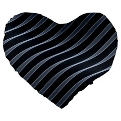 Metal Steel Stripped Creative Large 19  Premium Flano Heart Shape Cushions by Nexatart