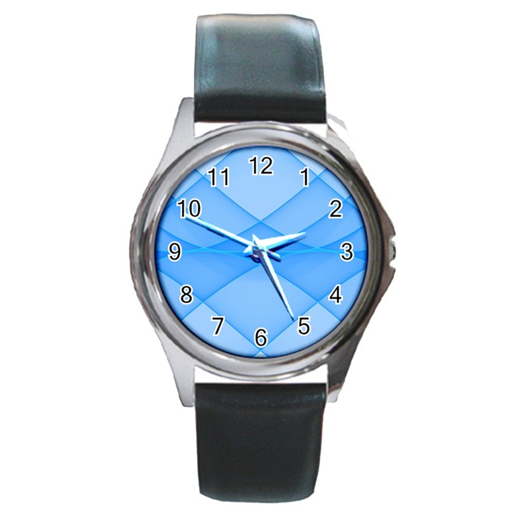 Background Light Glow Blue Round Metal Watch