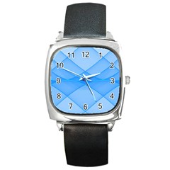 Background Light Glow Blue Square Metal Watch by Nexatart