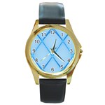 Background Light Glow Blue Round Gold Metal Watch Front