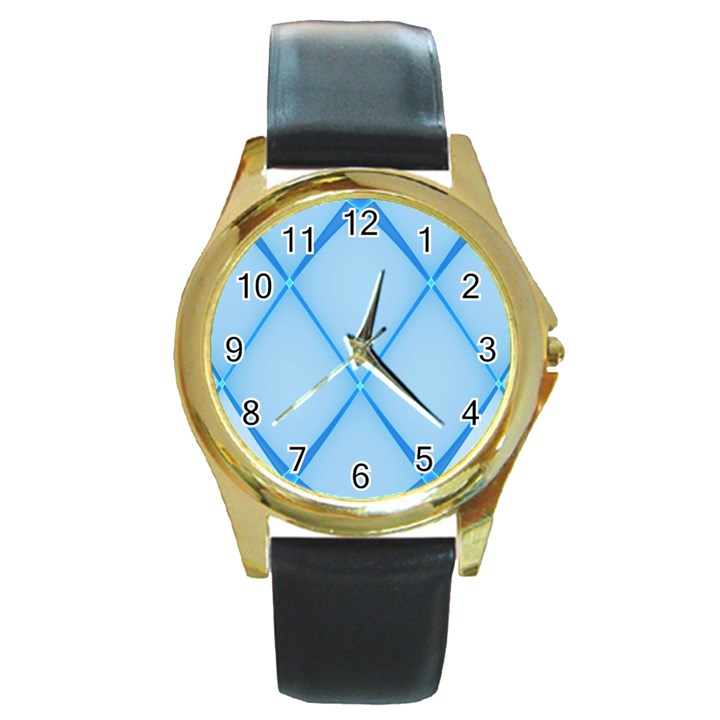 Background Light Glow Blue Round Gold Metal Watch