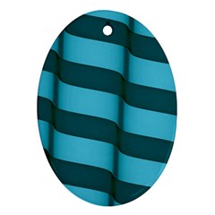 Curtain Stripped Blue Creative Ornament (oval) by Nexatart