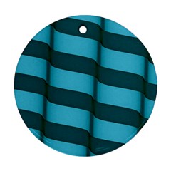 Curtain Stripped Blue Creative Round Ornament (two Sides) by Nexatart